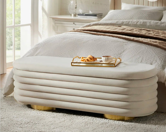 Pleated storage ottoman